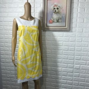 Lilly Pulitzer Yellow and White Shift dress sz 12